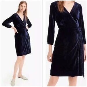 J. Crew Wrap Dress Drapey Velvet Navy Size 4
